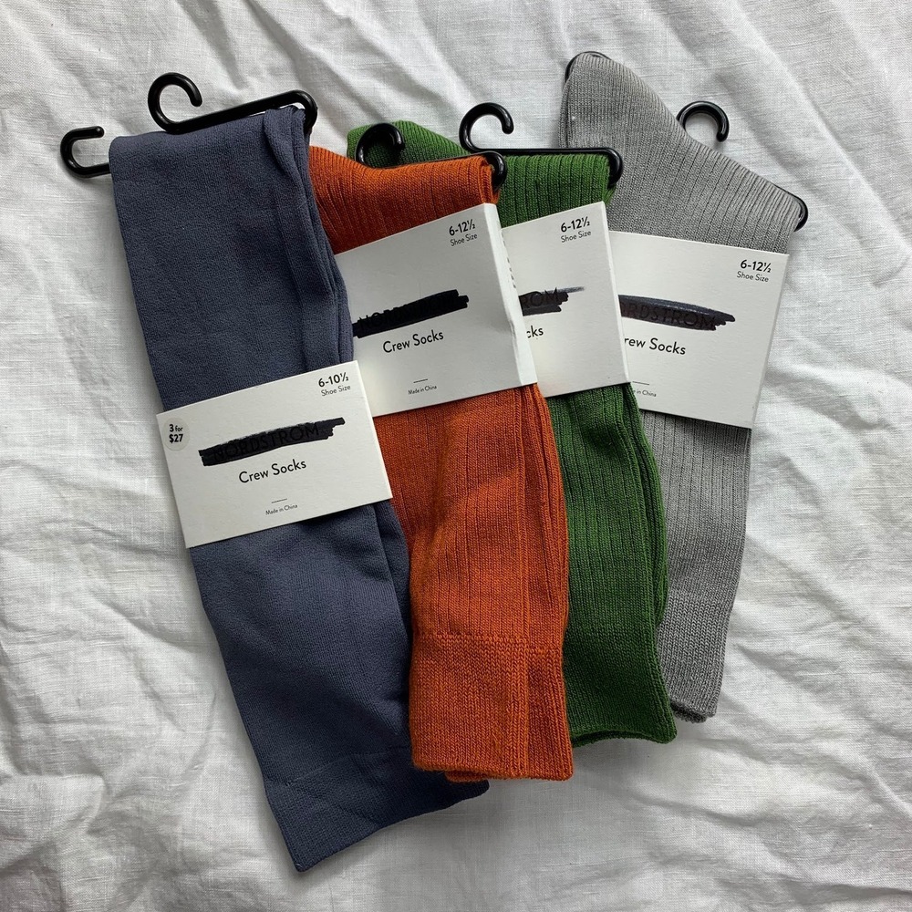 Nordstrom Crew Socks 4 Pair Pack 6 12 Mens Shoe Size 4 Colors